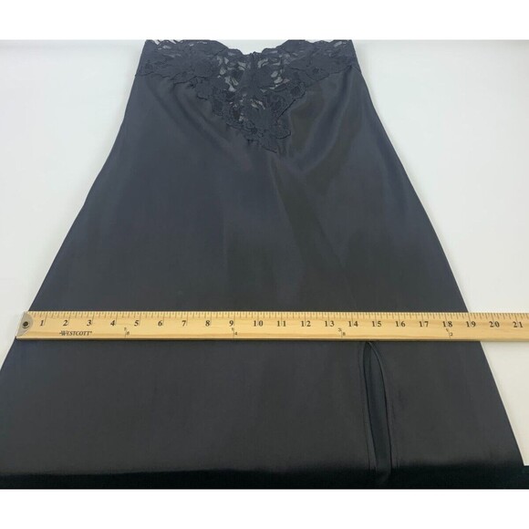 Victorias Secret Long Black Lace Satin Gown High Slit V-Neck Adjustable Medium - Picture 10 of 11